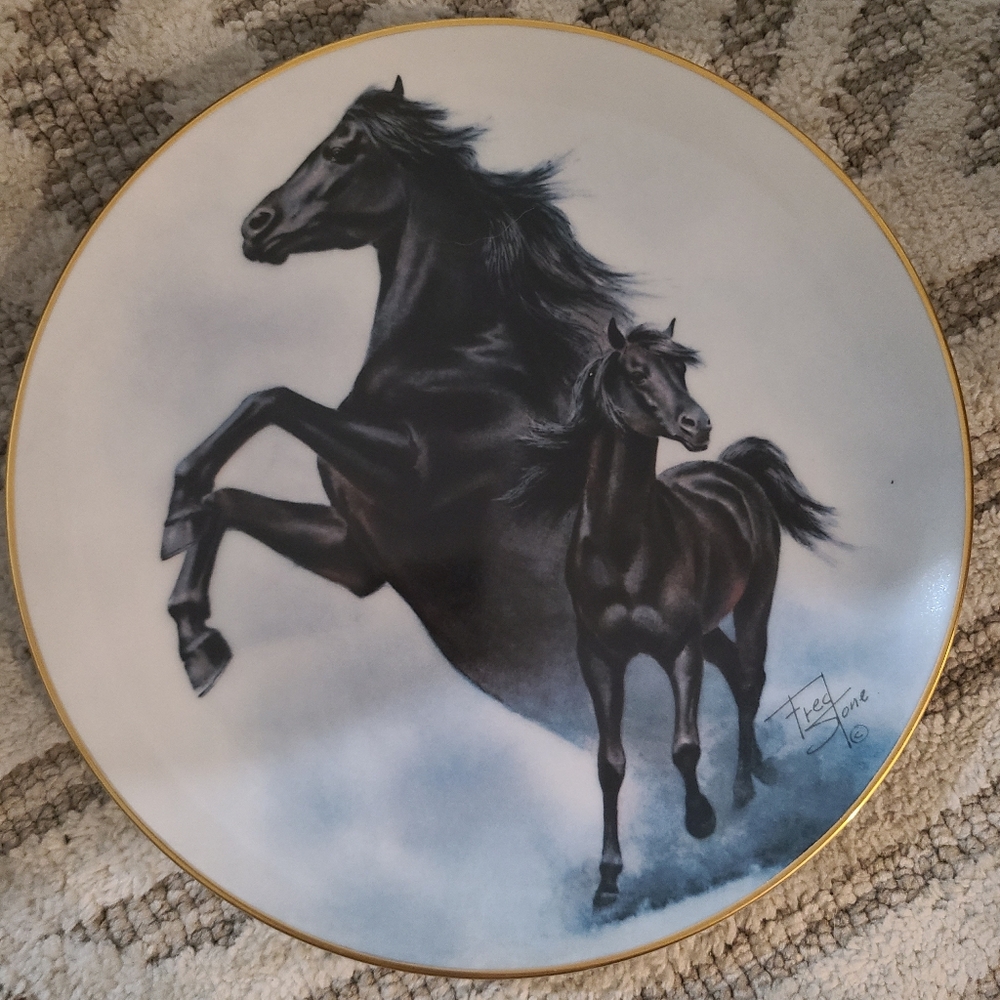 The Black Stallion by horse artist Fred Stone plate